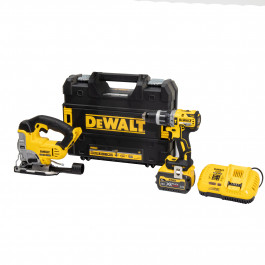 DeWalt DCD796T1T-K2 18V组合钻和拼图套件- 6Ah电池，充电器和机箱