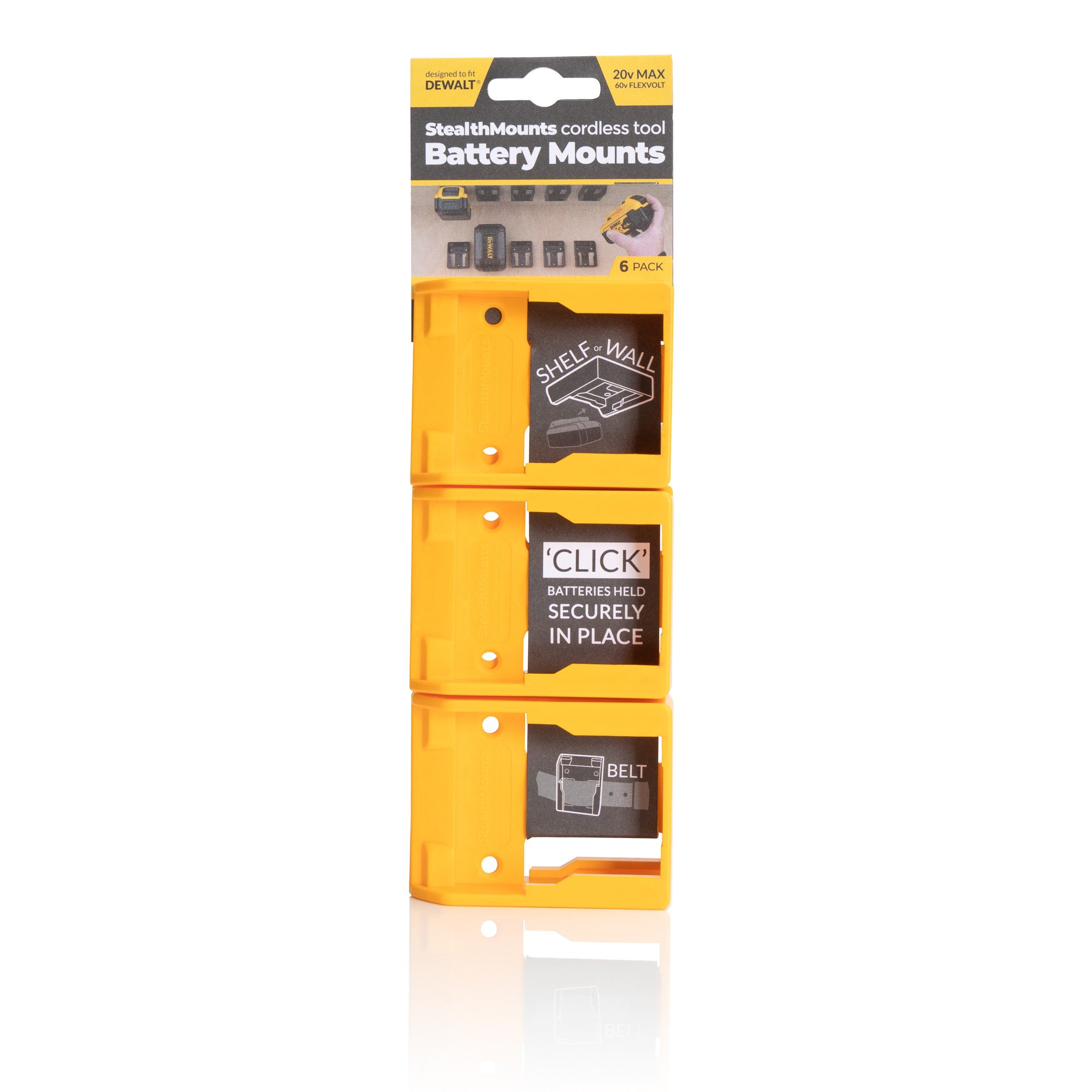 StealthMount电池支架DeWalt XR 18 v电池(6包(黄色)