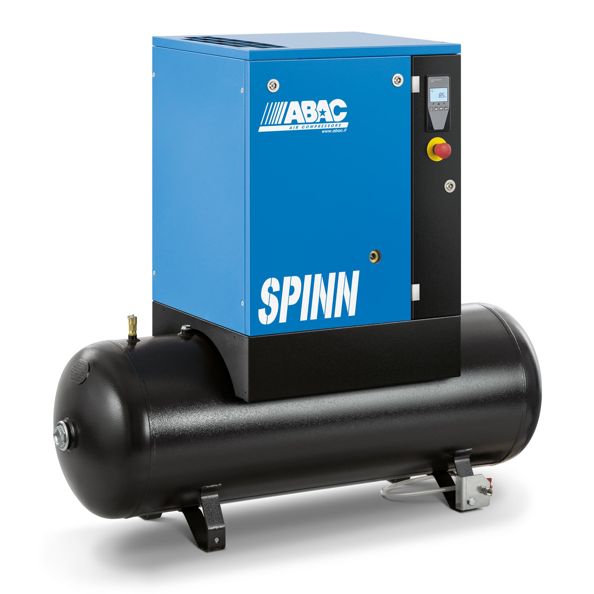 ABAC 4152054967螺钉空气压缩机-SPINN4 10 400/50K 200 E CE接收器安装200L 18.2CFM 10BAR 5.5HP