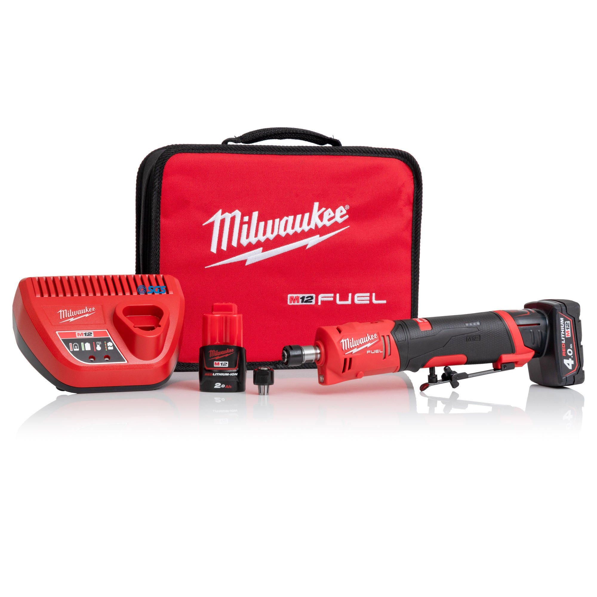 Milwaukee M12FDGS-422B M12 FUEL™12V模磨机套件- 2AH/4Ah电池，充电器和包