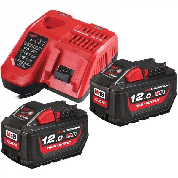 密尔沃基M18HNRG-122 2x 12.0Ah High Output Battery & Fast Charger Pack