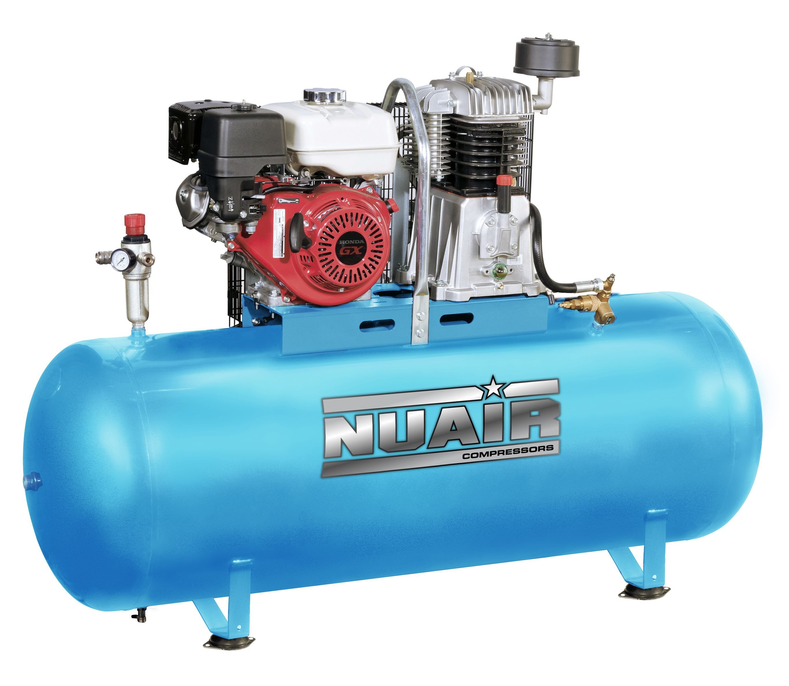 Nuair 270升专业/本田汽油皮带传动空气压缩机- 33.3 CFM 11惠普