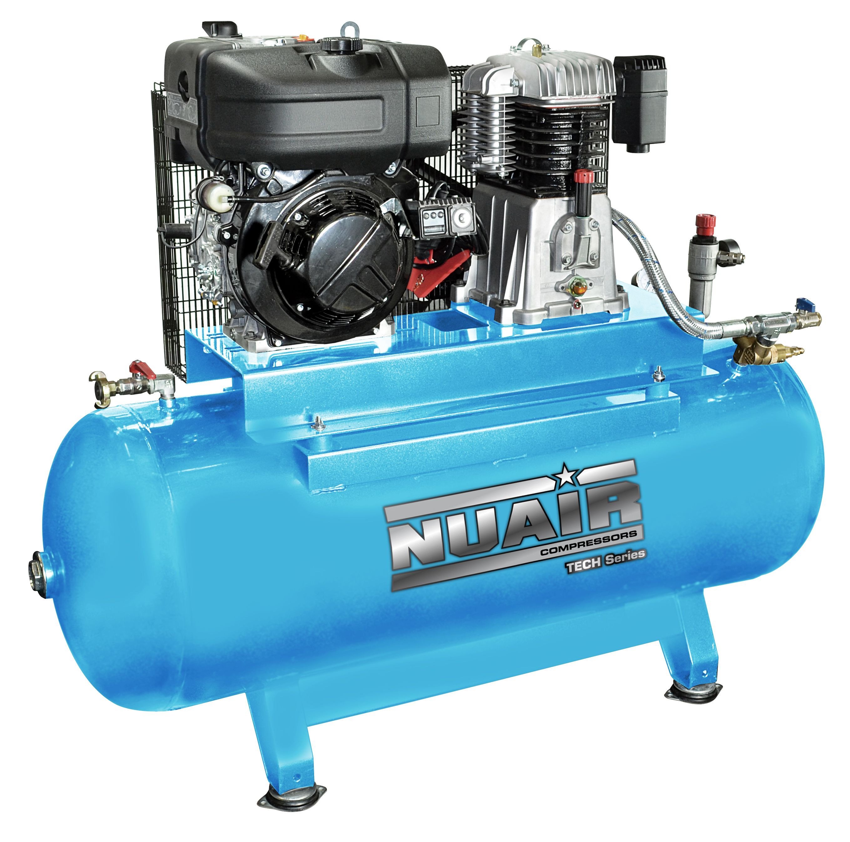 Nuair 270升专业/ Lombardini柴油带传动空气压缩机- 33.3 CFM 10马力