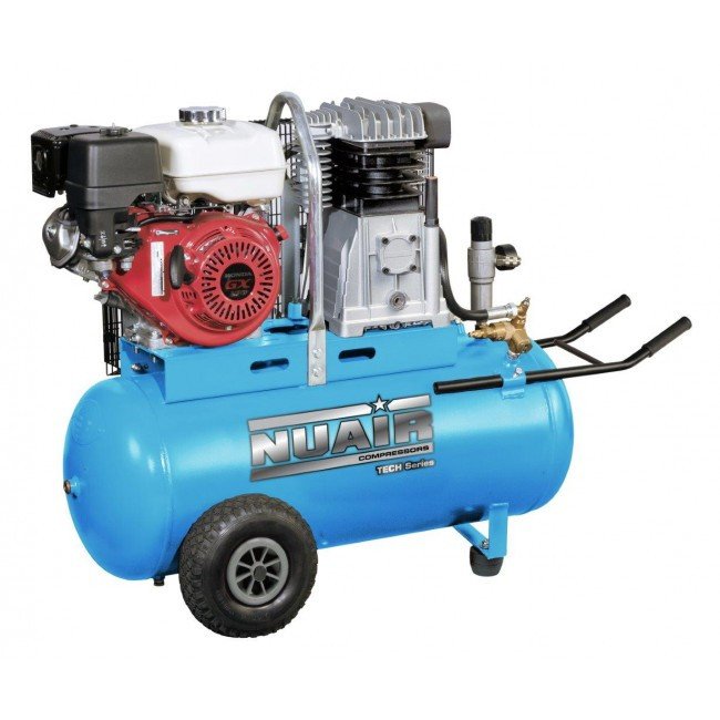 Nuair 100升专业/本田汽油皮带驱动空气压缩机- 13.8 CFM 5.5马力