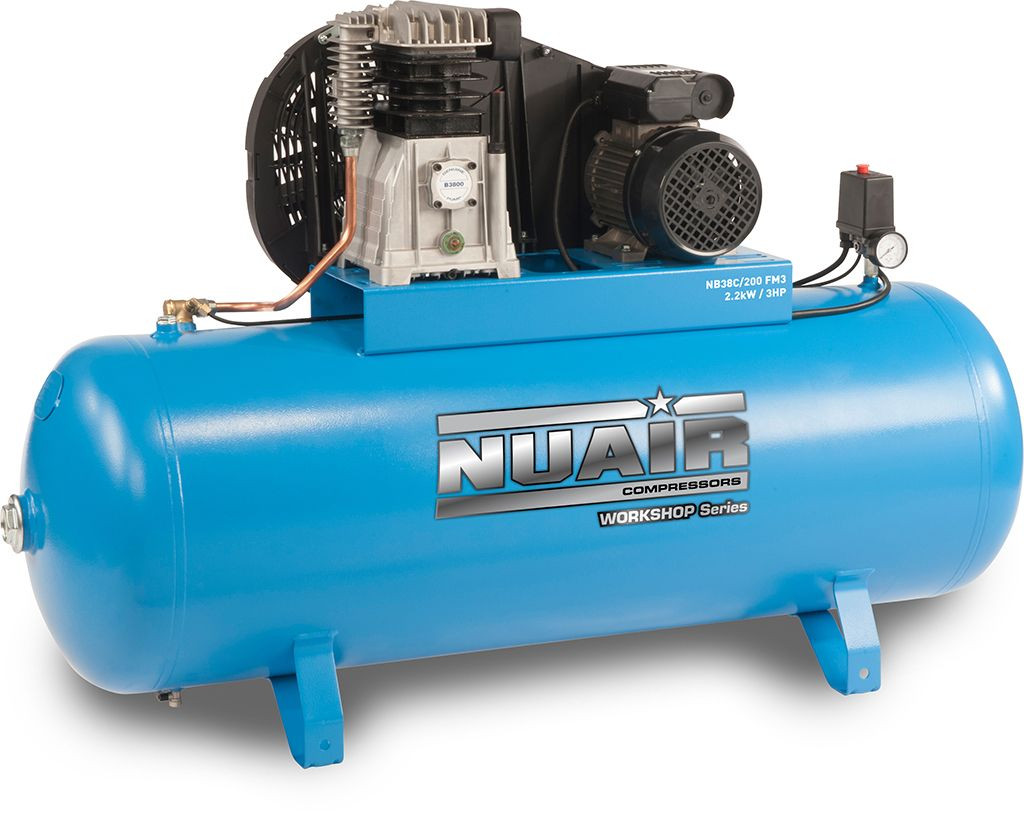 Nuair 200升专业蓝星皮带驱动器固定空气压缩机-13.95 CFM 3 HP