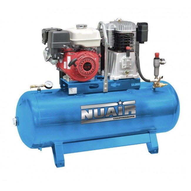 Nuair 200升专业/本田汽油皮带传动固定式空气压缩机- 26.1 CFM 9惠普