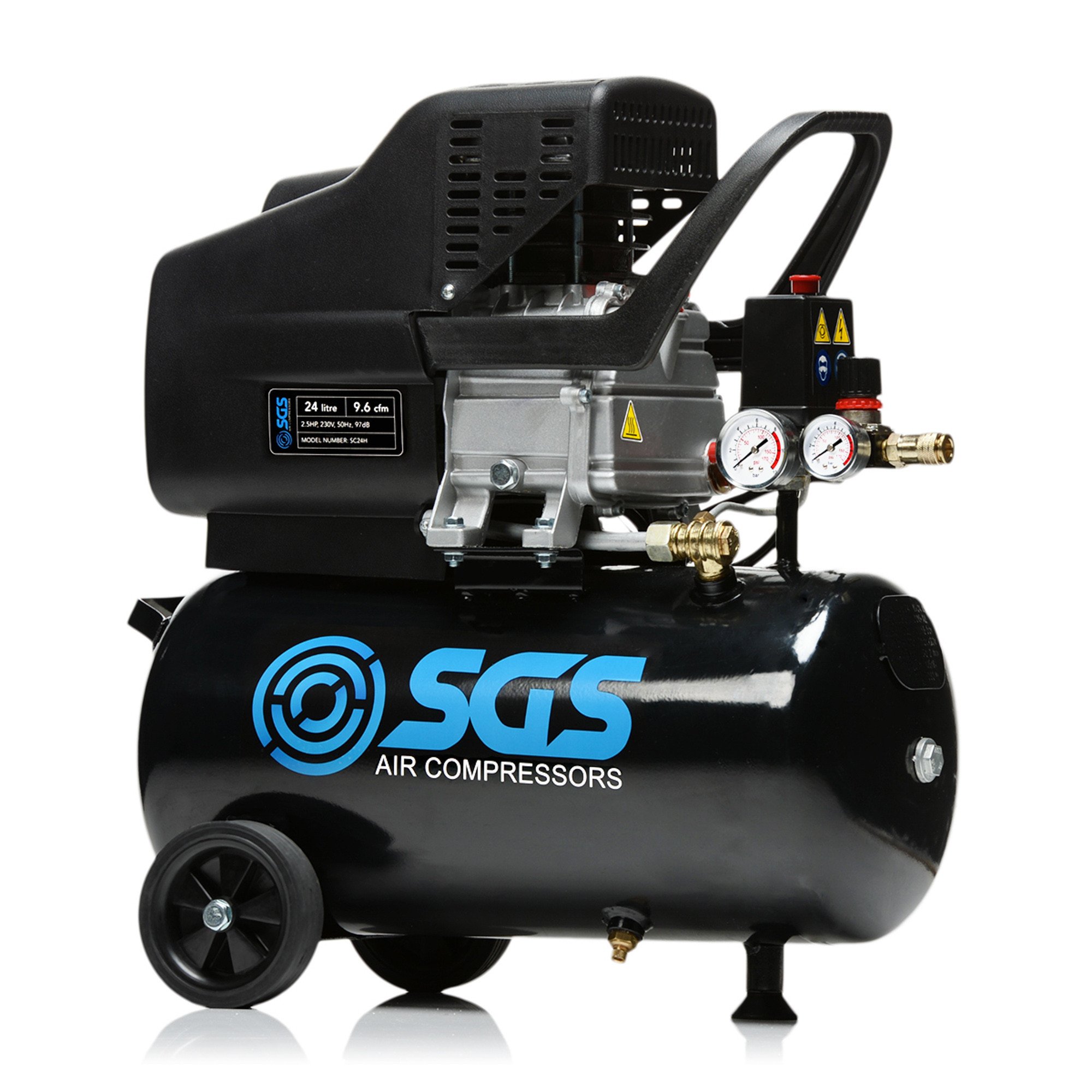 SGS 24升直接驱动空气压缩机2.5 - 9.6 cfm惠普24 l
