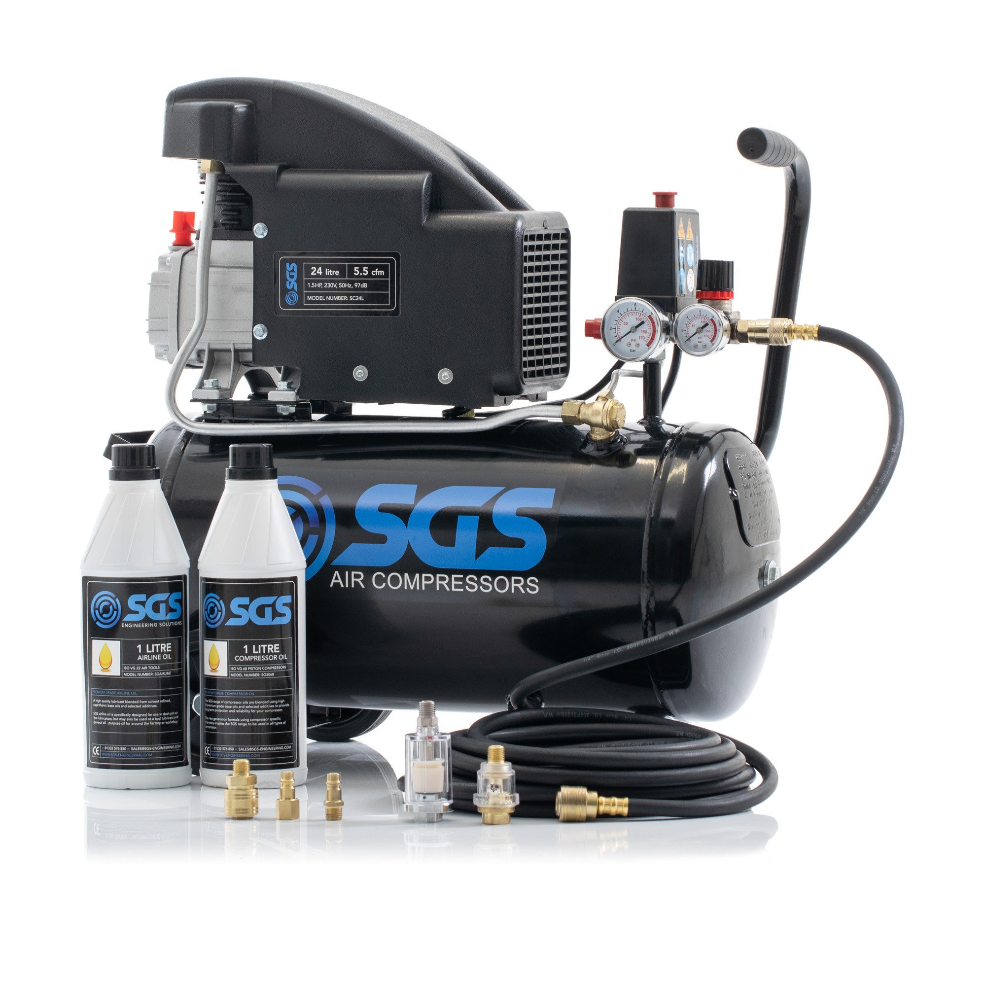 SGS 24升直接驱动空气压缩机和入门套件-5.5 CFM，1.5 hp