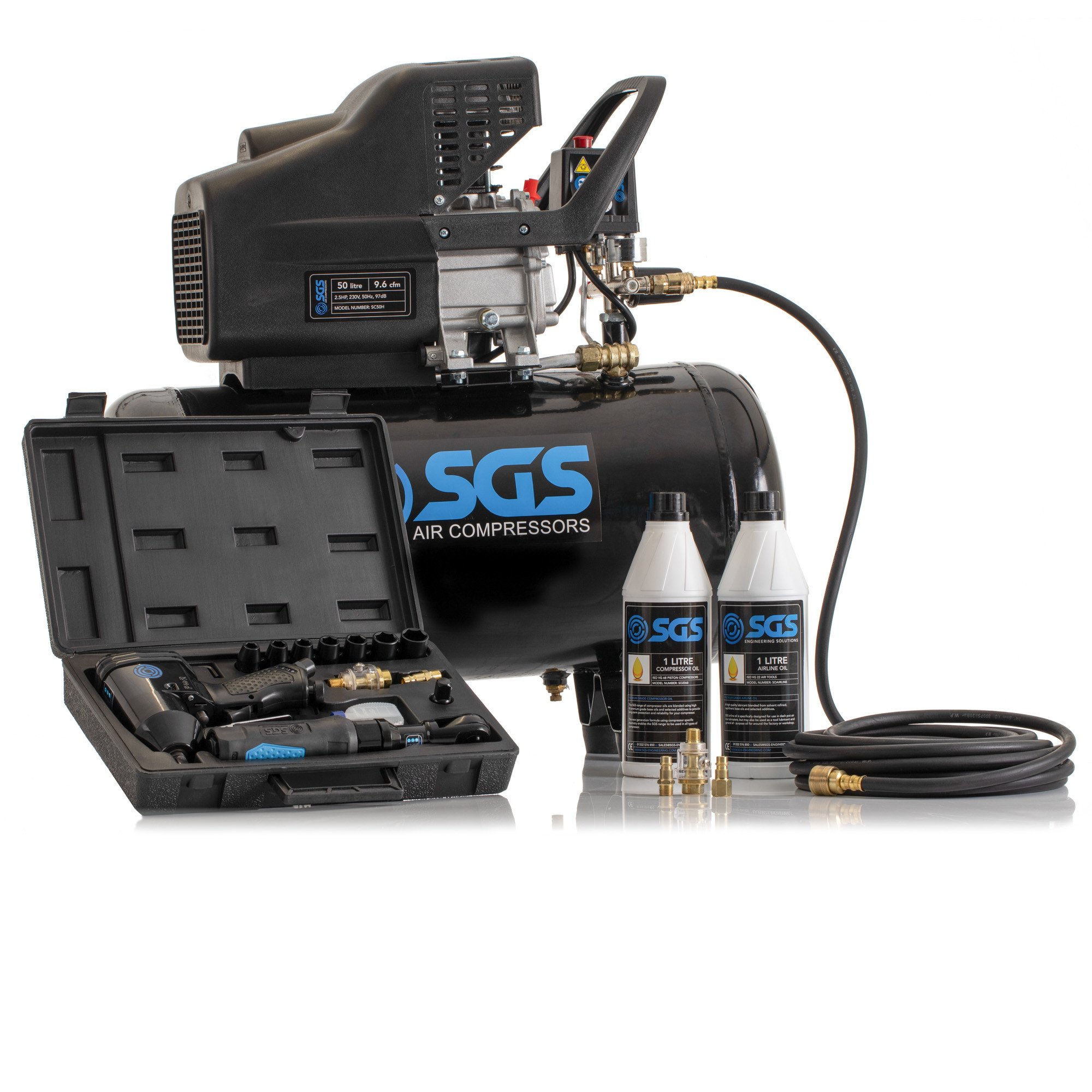 SGS 50升直接驱动空气压缩机和棘轮套件-9.6CFM 2.5HP 50L