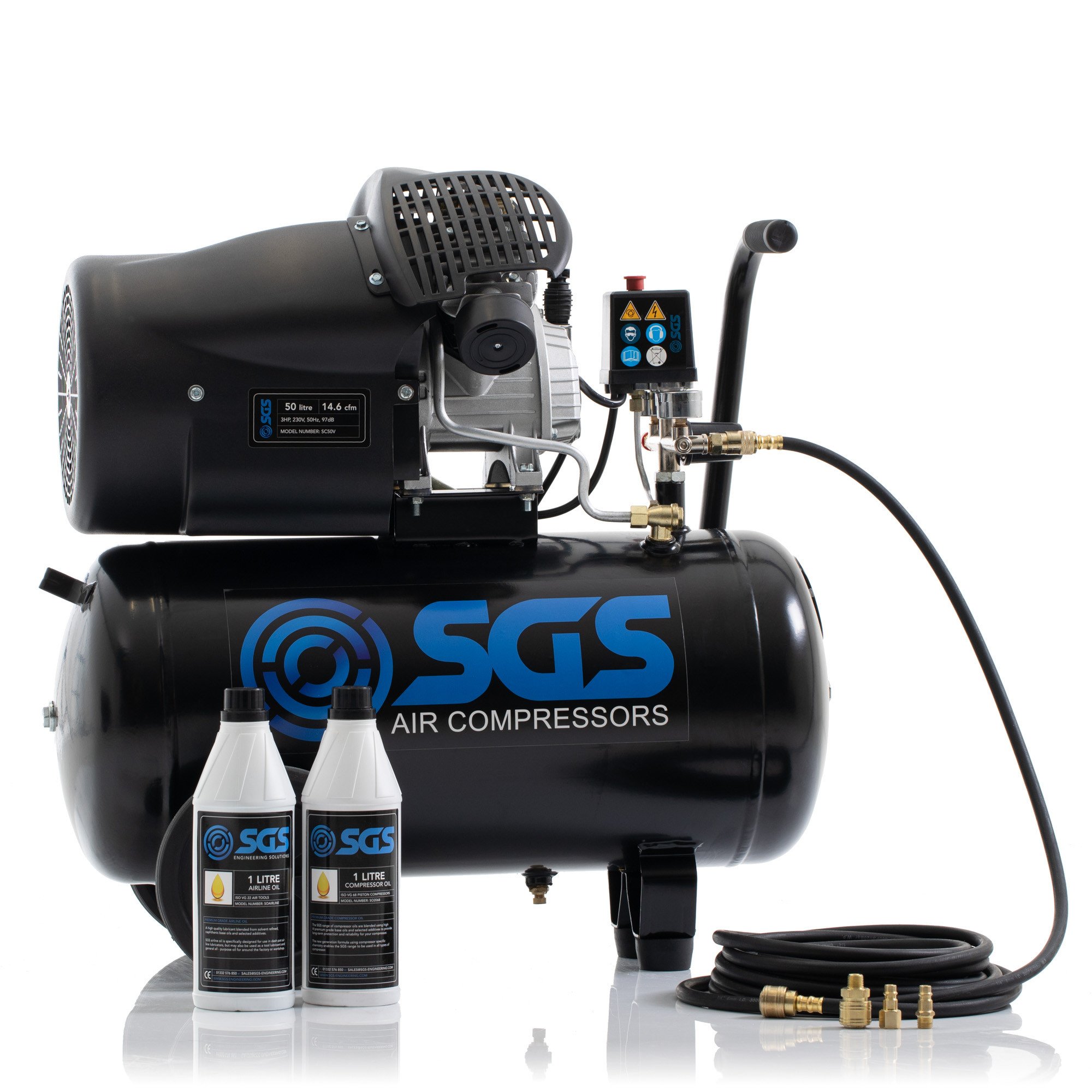 SGS 50升直接驱动空气压缩机带有入门套件-14.6CFM 3.0HP 50L