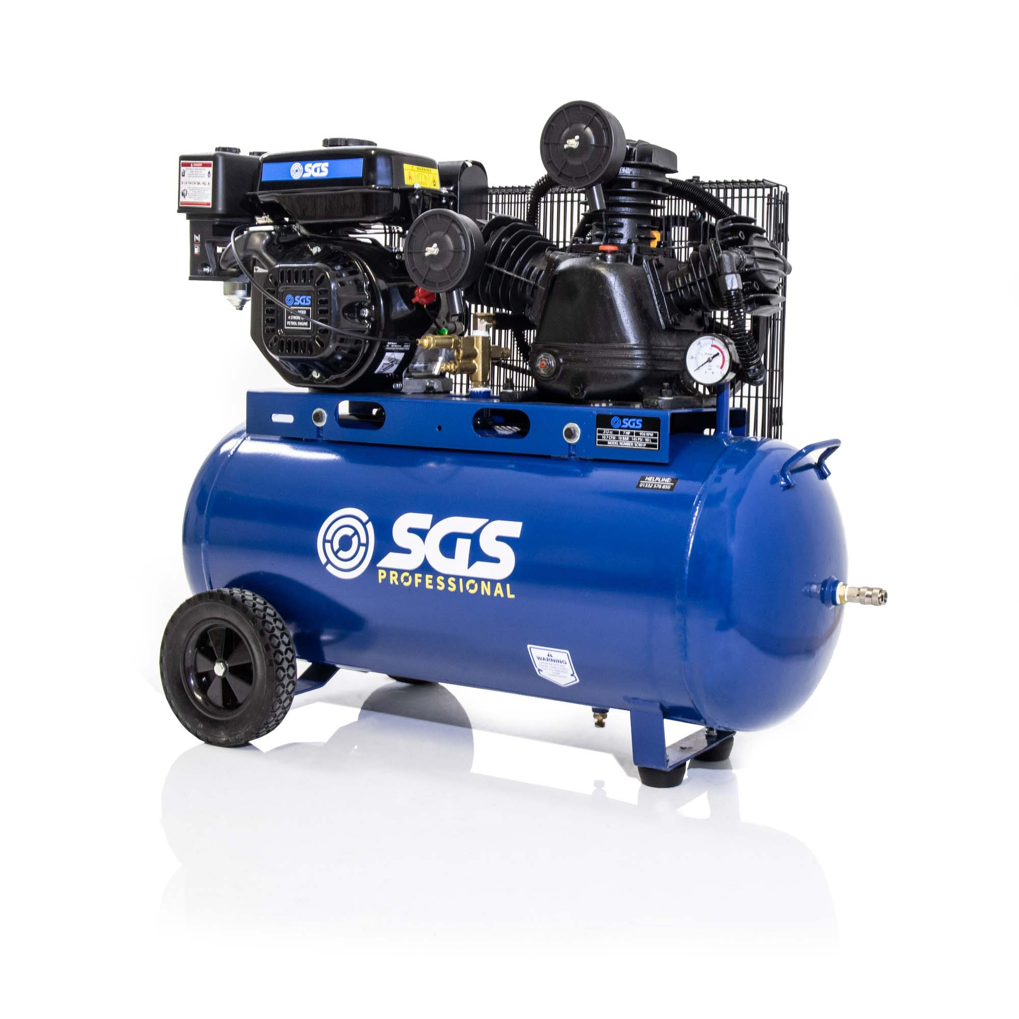 SGS 90升汽油驱动的空气压缩机专业- 10.7 cfm, 7.0 hp、90 l