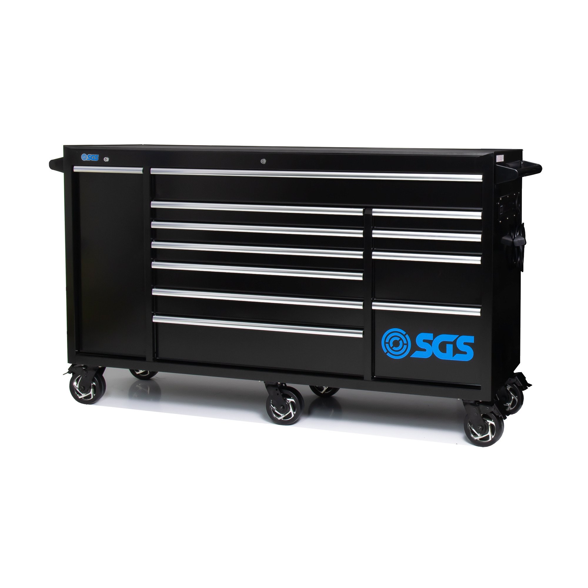 SGS 72英寸12抽屉专业工具柜带脚轮车轮