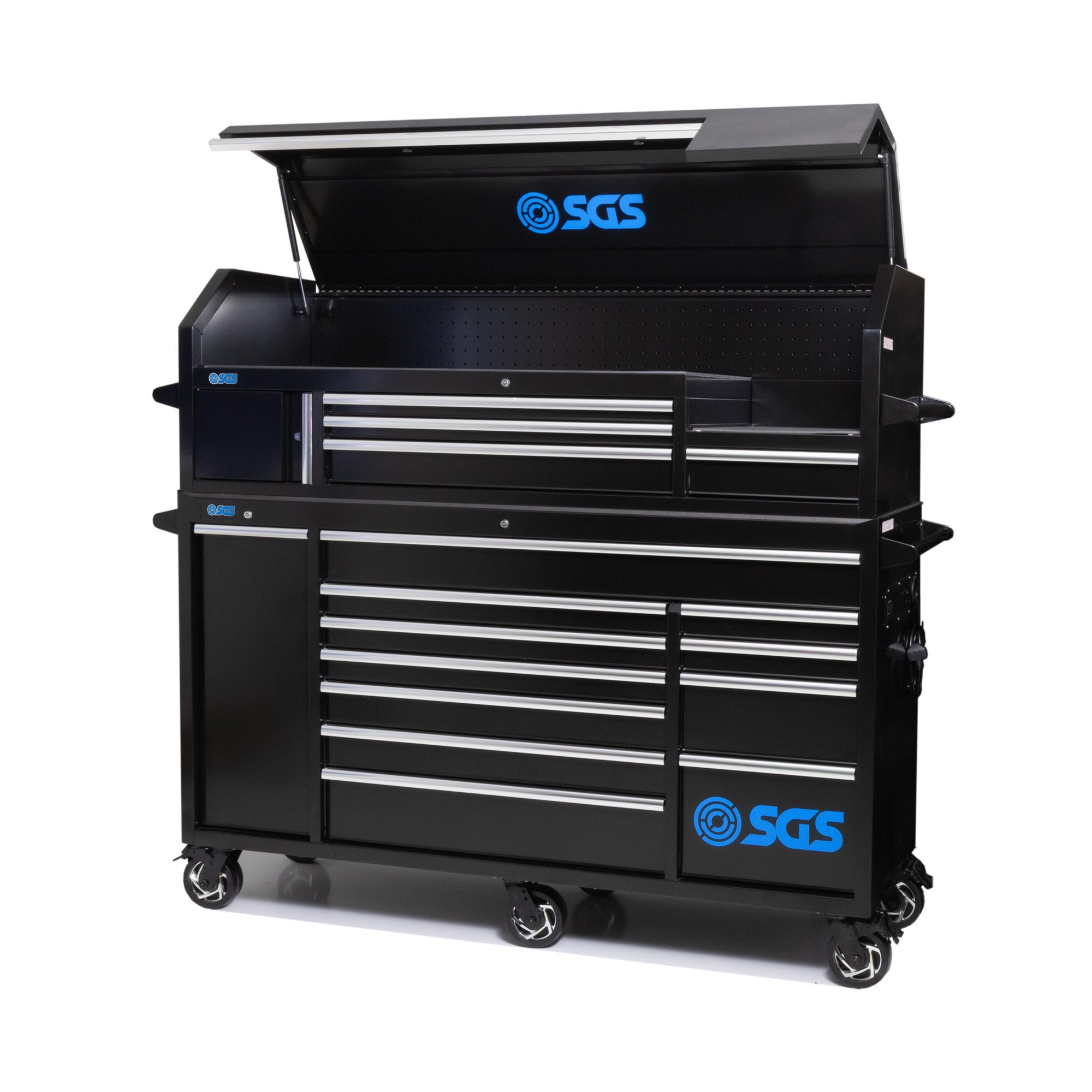 SGS 72in Professional 15抽屉工具箱和滚筒柜带充电点