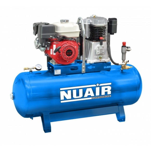 Nuair S-N7NN9P1FPS063 270升专业/本田汽油皮带驱动空气压缩机- 33.3 CFM 11马力10巴