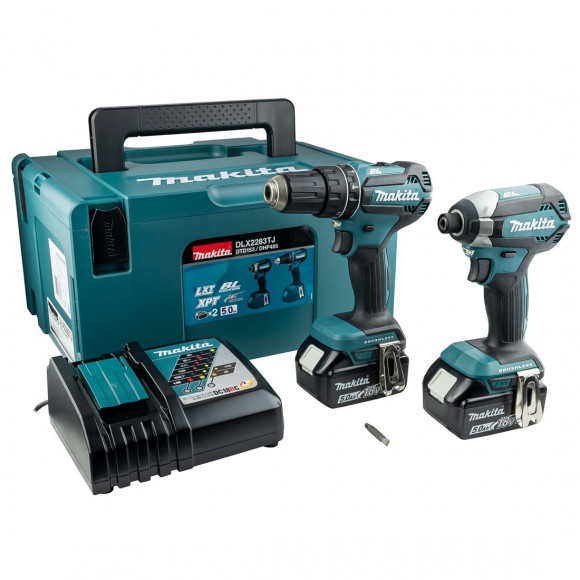 Makita DLX2283TJ 18V无绳双套件2 x 5.0Ah电池和手提箱