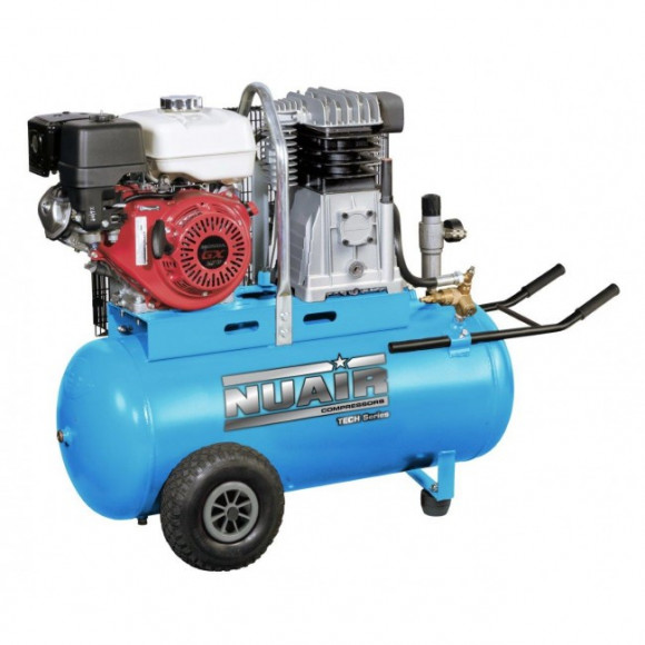 Nuair 100升专业/本田汽油皮带驱动空气压缩机- 16.2 CFM 9马力
